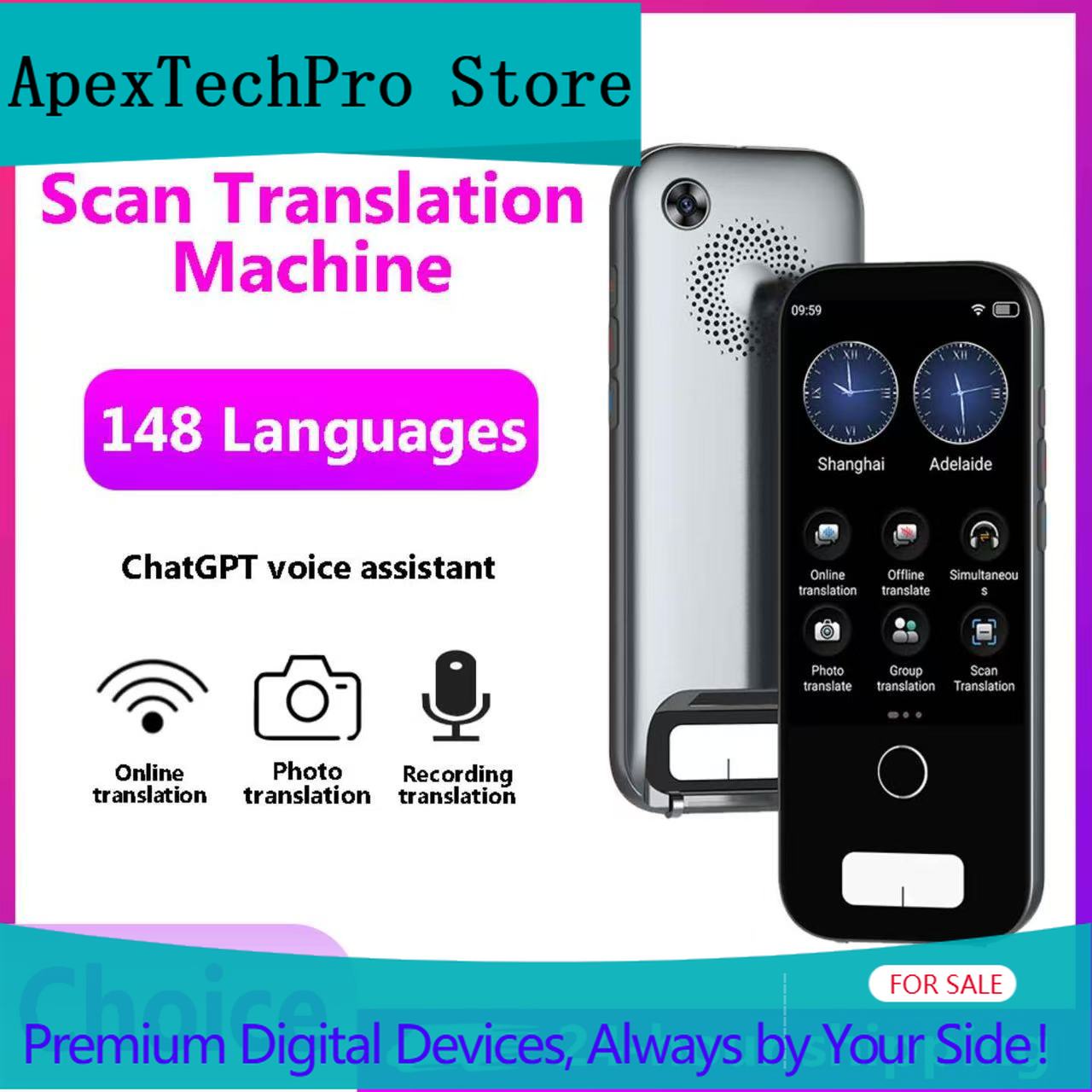 Portable Translator Device - Appareil de traduction ApexTPScan DeepSeek ChatGPT,