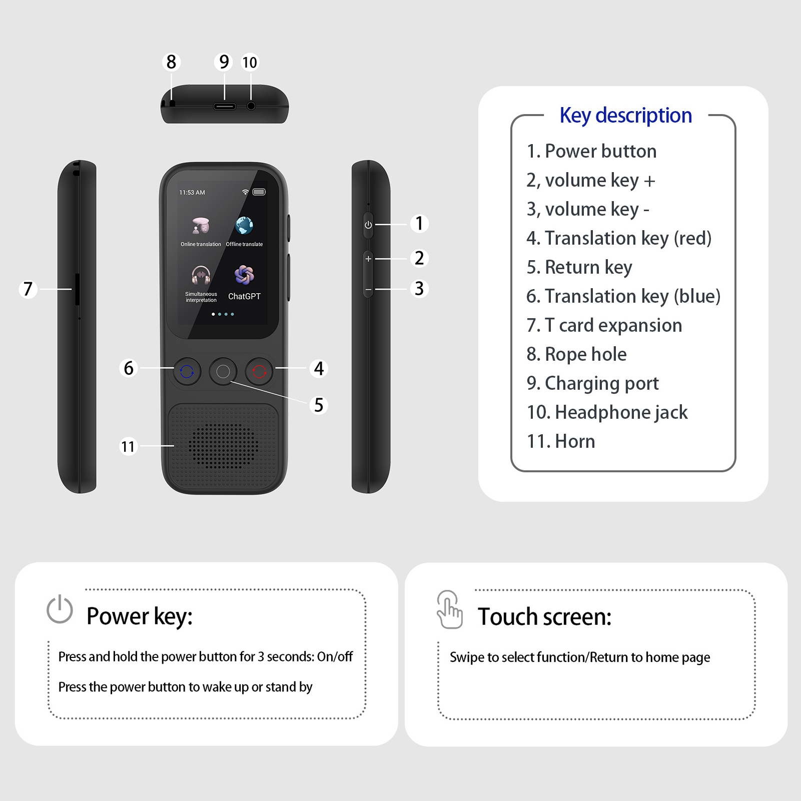 Dispositif de traduction AI de - Portable Translator Device avis et prix